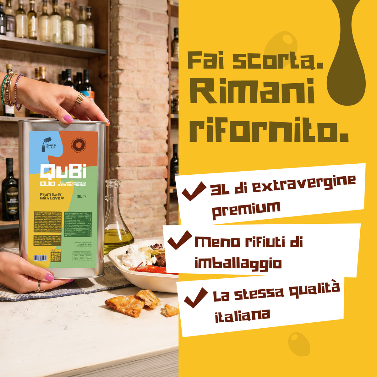 QuBi Horeca Box con 3 Latte da 3 L per la Ricarica