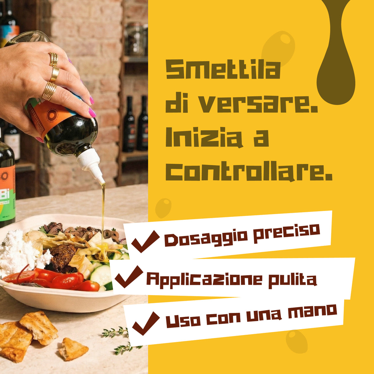 QuBi Olio Extravergine di Oliva in 2 Squeeze da 500 ml