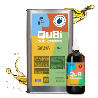 QuBi Kit Ricarica con Squeeze da 500 ml e Latta da 3 L