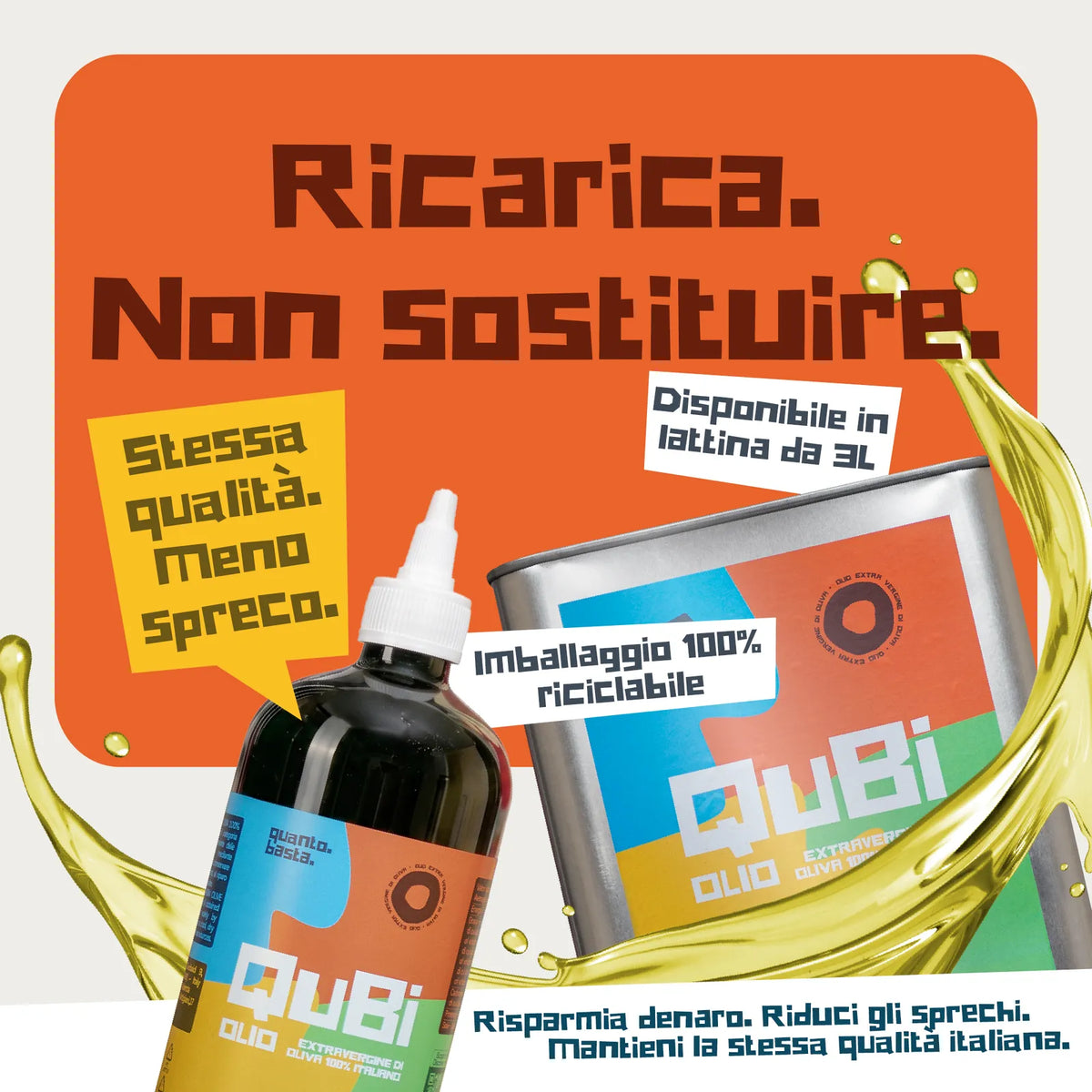 Sistema di ricarica QuBi: dalla latta alla squeeze
