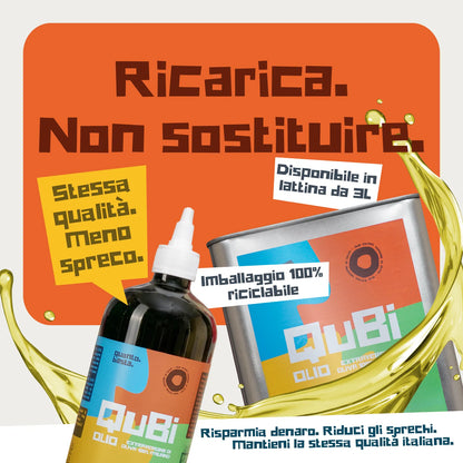 Sistema di ricarica QuBi: dalla latta alla squeeze