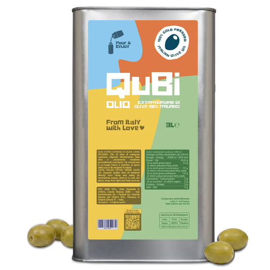 Latta da 3 litri QuBi olio extravergine di oliva 100% italiano